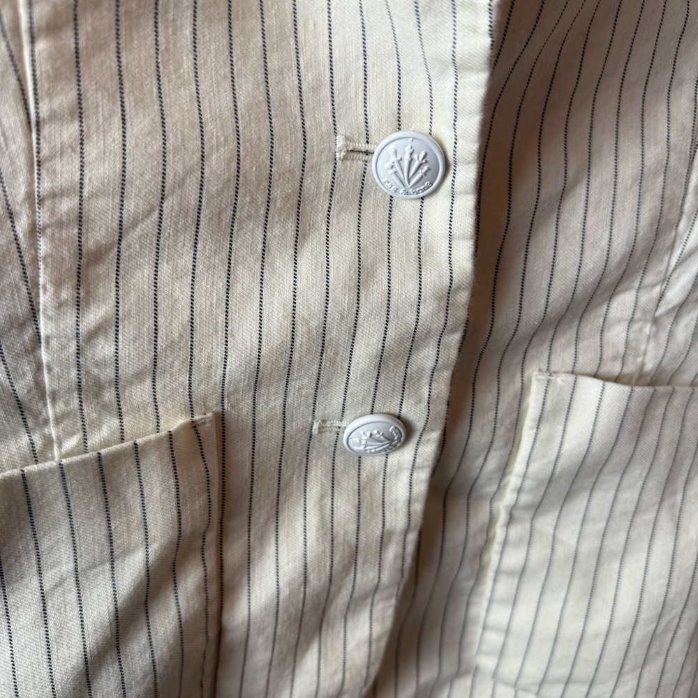 Rag & Bone Blazer Ivory Navy Pinstriped Linen Cotton Blend Business Casual Sz 6 - Picture 9 of 16